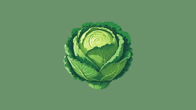 Fresh Green Cabbage Head Isolated on green