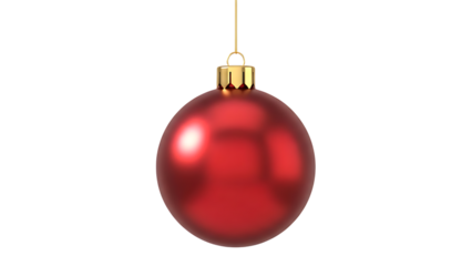 Red Christmas Ornament Hanging on Black Background
