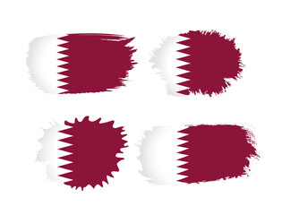 Qatar flag collection icon set in grunge style. The flag of Qatar in brush shape for National Day banner or poster design. Vector illustration