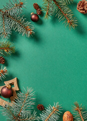 Fire tree branches and Christmas decorations