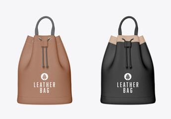 Drawstring Leather Bag Mockup