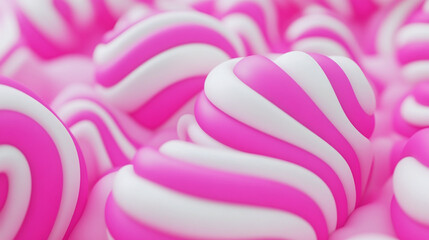 Pink Swirl Marshmallows Close-Up Soft, Sweet, and Visually Appealing Treats
