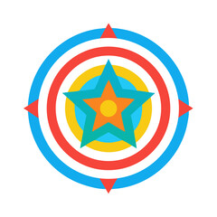 Green and blue star inside red-blue bullseye