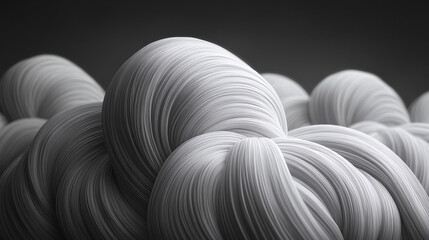 Abstract Twisted Fiber Strands in Black and White Close-Up