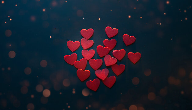 abstract background with red hearts
