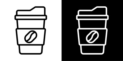 Coffee Cup Icon Set White Style Collection
