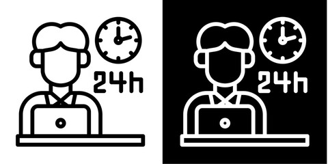 Busy Icon Set White Style Collection
