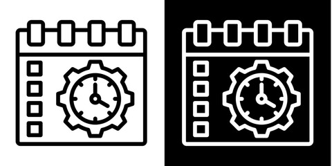 Schedule Icon Set White Style Collection
