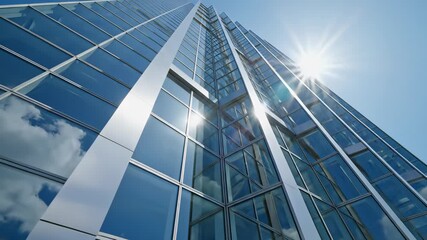 Clock tower rises above modern architectural wonder, showcasing precision innovation and urban progress in 4K UHD video footage perfect for highlighting cutting edge architecture or futuristic.