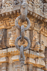India, Karnataka, Chamarajanagar, The Masterpiece in Carving the Stone Chains on the Temple Gate of Ancient Shri Gaurishvara Temple, Yelandur.