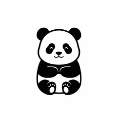 Fototapeta premium Cute cartoon panda bear sitting and smiling.