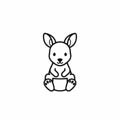 Cute cartoon kangaroo sitting upright with adorable features and big ears.