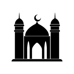Mosque icon, Minimalist Silhouette Icon of Mosque, Islamic Mosque vector symbol. Flat style vector illustration design for mobile app and web sites.