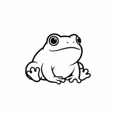 Cute Cartoon Frog Line Art Illustration.