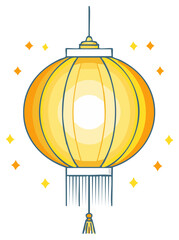 Obraz premium Decorative round paper lantern with twinkling star elements