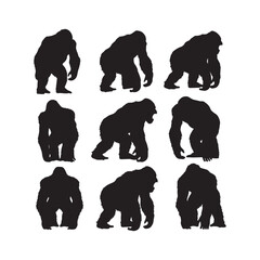 Yeti Silhouette Vector Icon Set