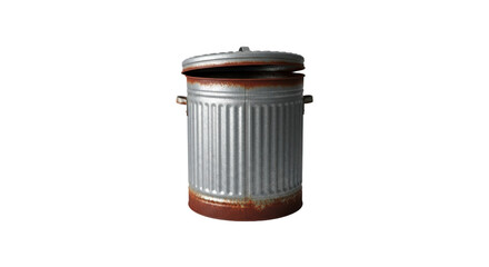 Rusty garbage can isolated on transparent background