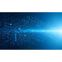 Fototapeta premium Futuristic blue circuit board design with glowing light for innovative technology concepts and modern digital solutions, perfect for tech startups and innovation