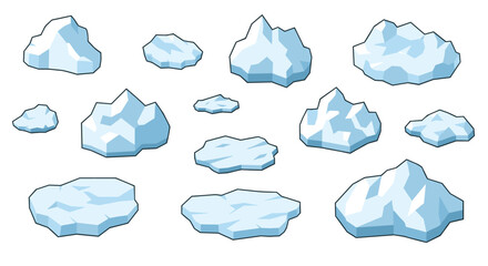 Fototapeta premium Set of floating icebergs with geometric polygonal design
