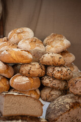 Exhibition of artisan breads at a market