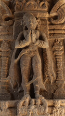 Fototapeta premium India, Karnataka, Chamarajanagar, Beautiful Carving Sculpture of Welcoming Women on the Entrance of Ancient Shri Gaurishvara Temple of Yelandur.