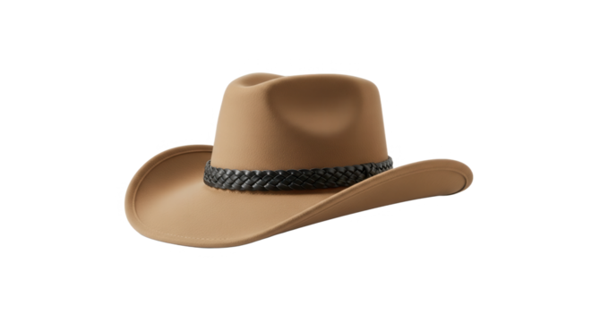 Beige cowboy hat isolated on transparent background - Powered by Adobe