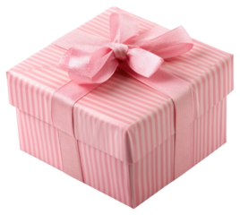 PNG Pink gift box wrapping striped present.