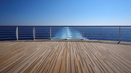 Scenic View of Calm Ocean Waters From Boat Deck Under Clear Blue Sky During Mid-Day