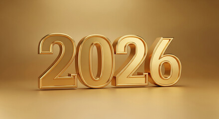 Elegant Gold 2026 Text with Soft Lighting for New Year Design
