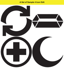 Black Icons Reload Arrows Medical Cross Crescent Moon Geometric Shape symbol graphic