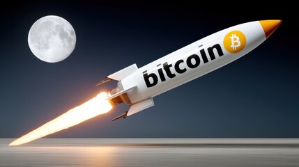 Rocket launching bitcoin to the moon an action-packed cryptocurrency adventure