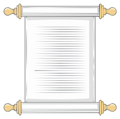 Antique Scroll with Empty Paper Sheet for Writing Ancient Historic Messages and Letters or Document Announcement Template