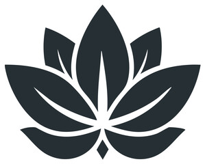 Elegant Lotus Flower Graphic Silhouette with Petals and Diamond Detail