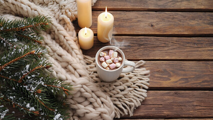 christmas decoration on wooden table