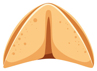 Cartoon illustration of a fortune cookie, baked confection