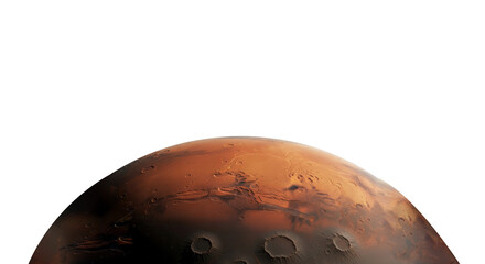 Planet mars surface isolated on transparent background