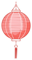 Vibrant red Chinese paper lantern with tassel, a cultural festive symbol against white background for celebrations