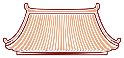 Traditional Asian temple roof architectural element oriental building design icon