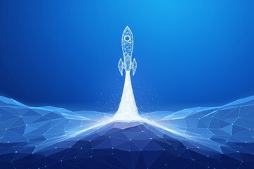 Abstract Rocket Launch with Geometric Landscape