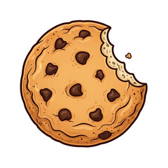 A bitten cookie with chocolate chips and a soft texture.