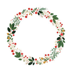 Fototapeta premium PNG Festive botanical wreath illustration.