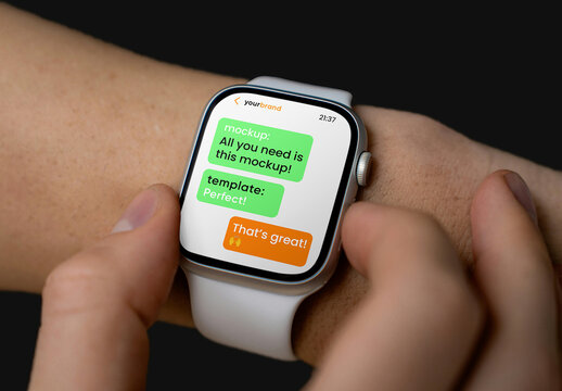 Smart Watch on White Belt Mockup