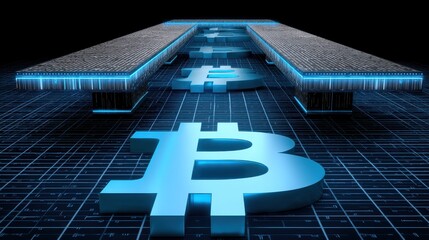 Digital currency revolution futuristic 3d visuals of bitcoin networks in virtual environments