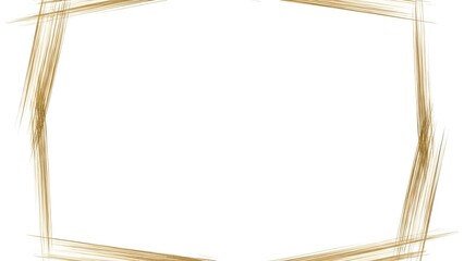Elegant Golden Brush Stroke Frame on White Background perfect for website banner, social media post, wedding invitation, certificate border, presentation slide,