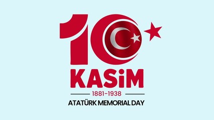 10 Kasim Ataturk memorial day vector illustration with Turkish flag elements