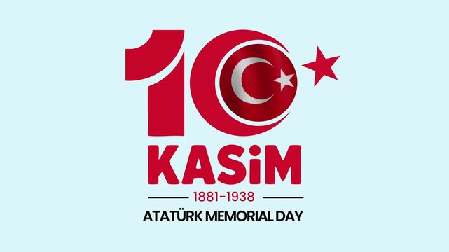 10 Kasim Ataturk memorial day vector illustration with Turkish flag elements
