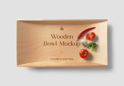 Deep Wooden Bowl Mockup