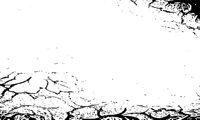 Illustration of abstract pattern of cracked earth texture, isolated on white background