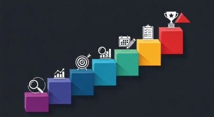 Business Growth Steps Infographic with Icons