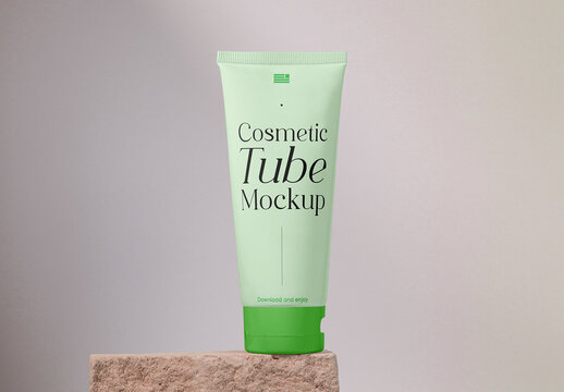 Cosmetic Tube on Rocks Mockup